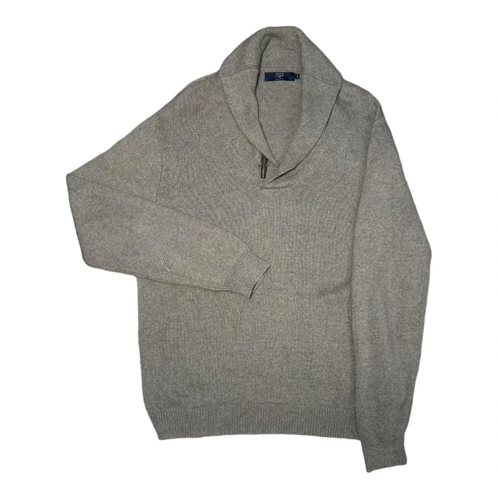 J. Crew Mens XL Beige Shawl Collar Pullover Sweater